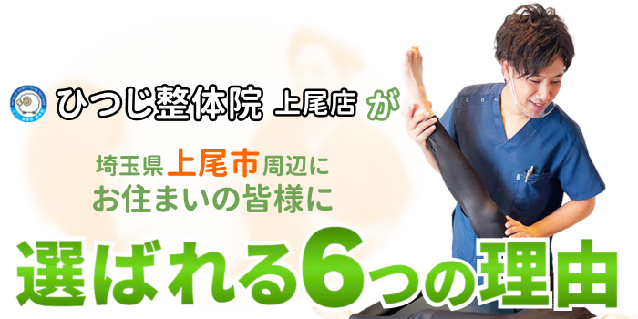 ひつじ整体院上尾店が 埼玉県上尾市周辺に お住まいの皆様に 選ばれる6つの理由