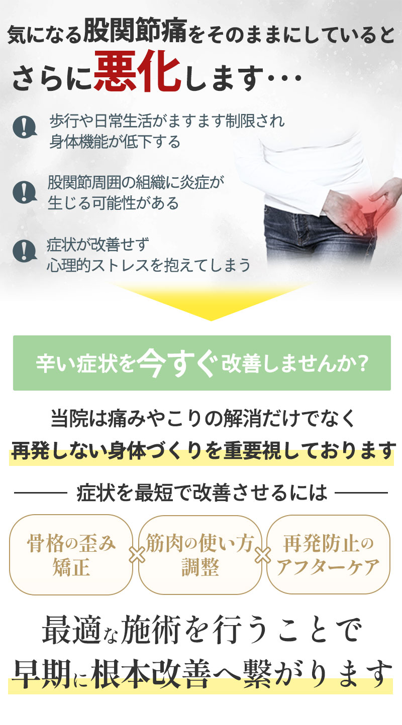 気になる股関節の痛みをそのままにしていると･･･